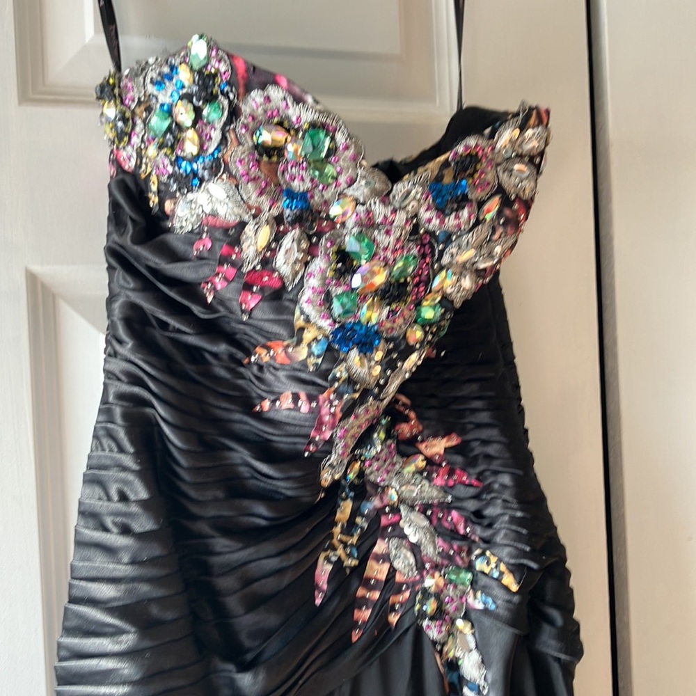 Tony Bowls Evening beaded prom dress.